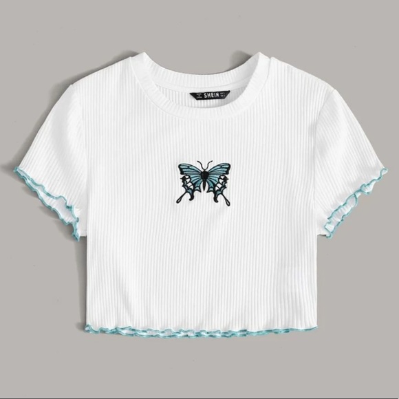 White butterfly crop top - Picture 3 of 5